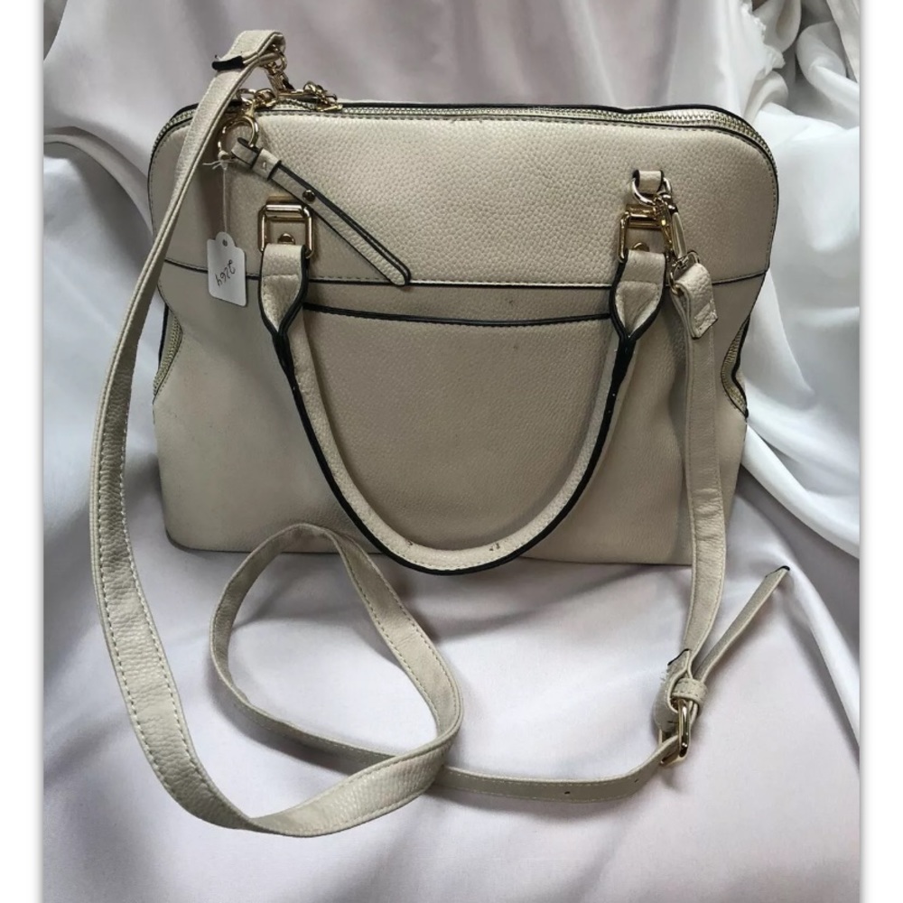 Seven Days, handbag, beige, faux leather, formal.:
